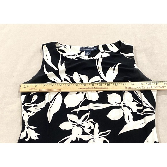 Women's Black & White Sleeveless Flora Dress American Living Size 6 - Picture 6 of 6